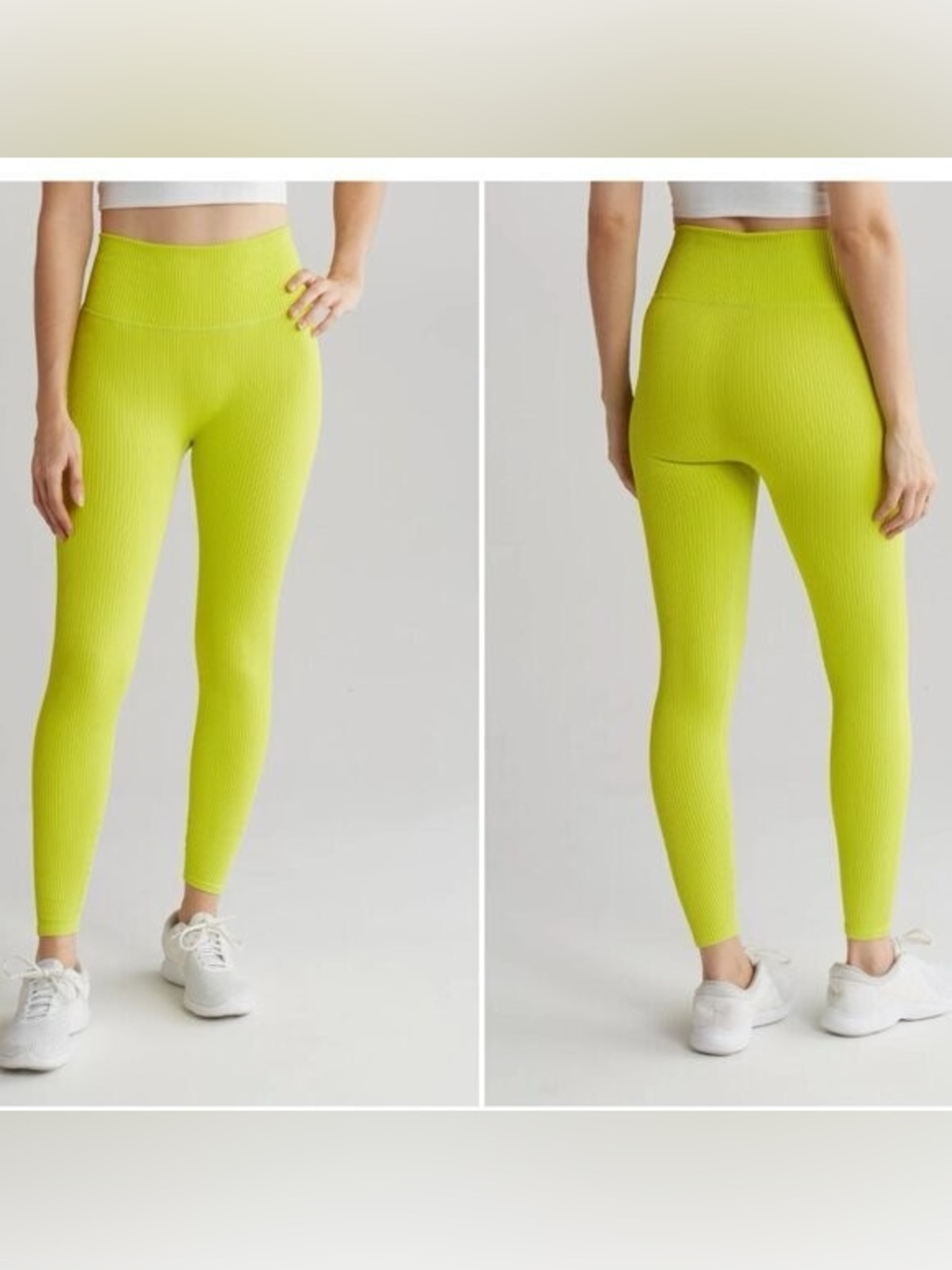 Good American Rib Seamless 7/8 Leggings in Lemon Lime Size 0/00